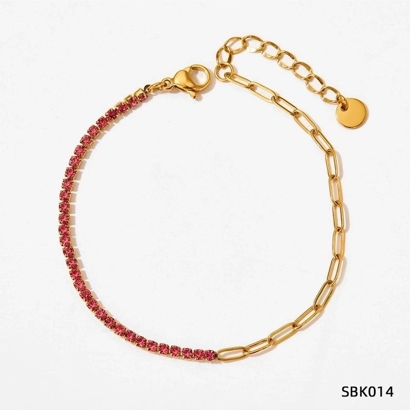 Minimalist Rhombus 304 Stainless Steel Plating Inlay Zircon Women's Bracelets