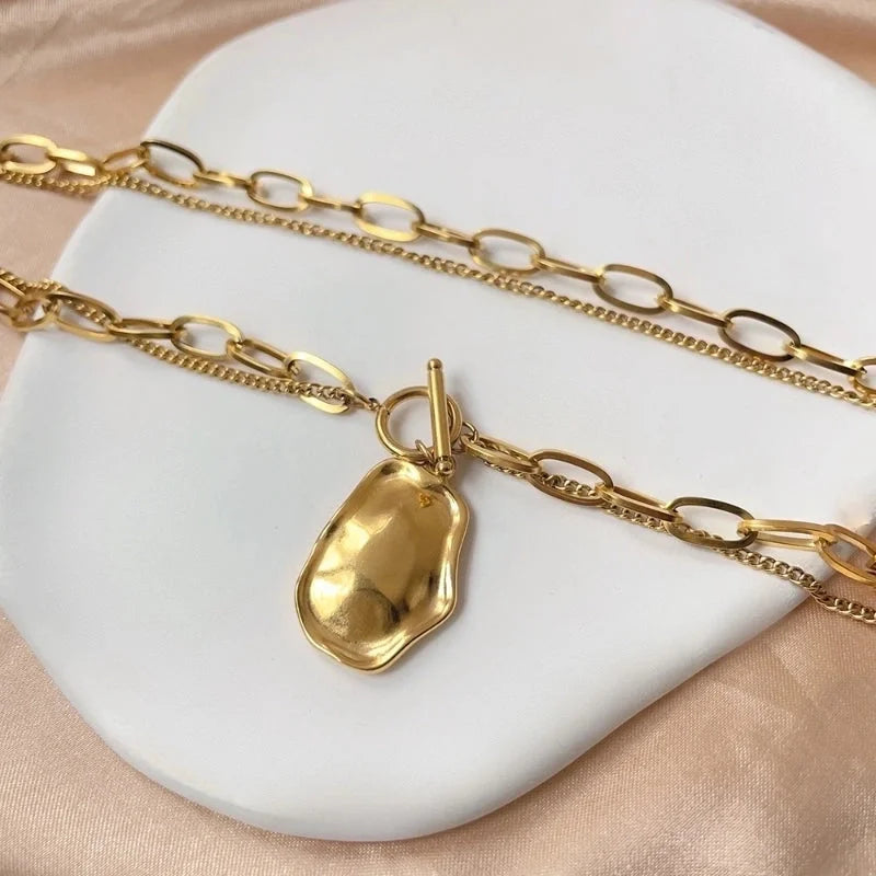 Minimalist Classic Style Solid Color 304 Stainless Steel Plating Pendant Necklace