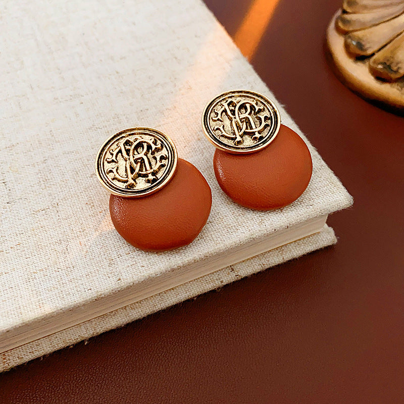 2 Pieces Minimalist Round Ellipse Geometric Copper Electroplating Earrings