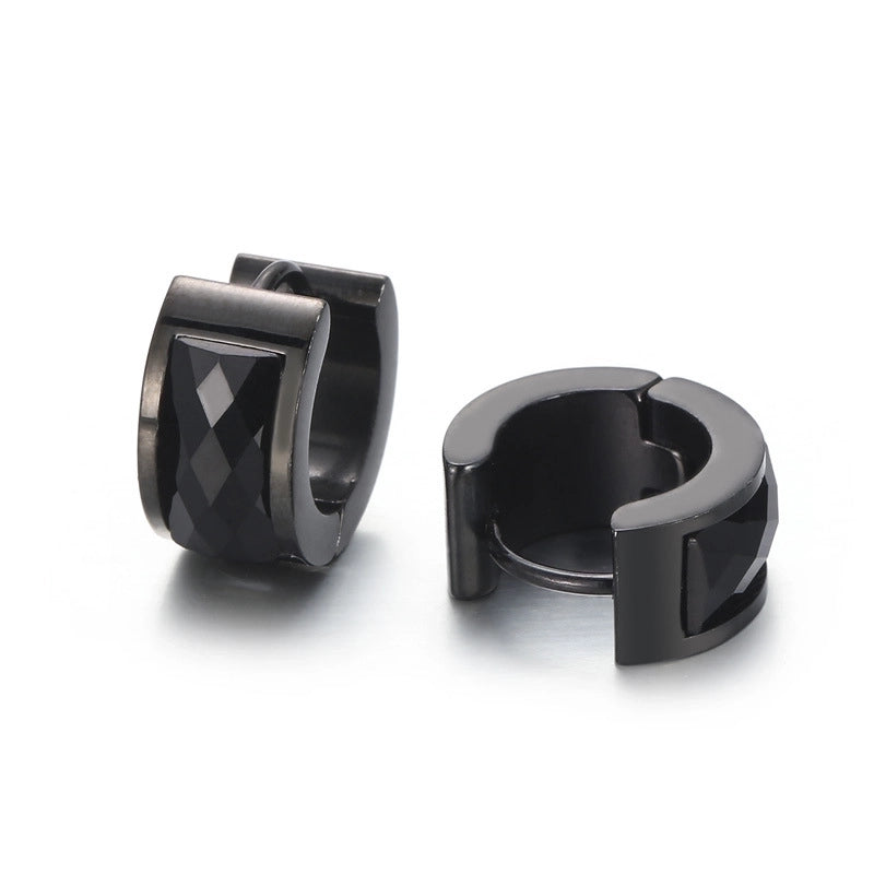 1 Pair Minimalist U Shape Plating Inlay Titanium Steel Glass 18K Gold Plated Earrings