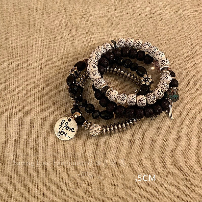 Casual Ethnic Style Round Tree Wings Pu Leather Wooden Beads Bodhi Beaded Braid Women's Bracelets