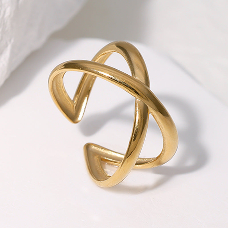 Open Ring Minimalist Stripe Geometric Stainless Steel Electroplating Rings