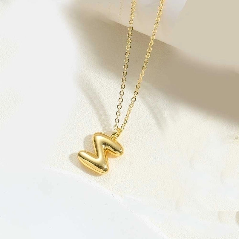 Copper 14K Gold Plated Minimalist Letter Pendant Necklace