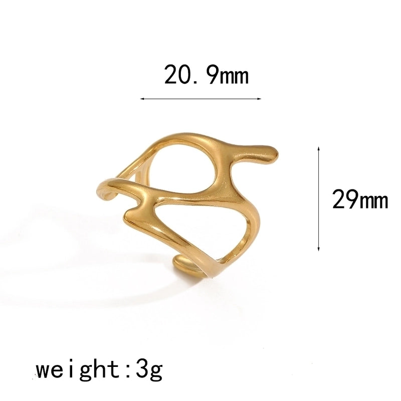 IG Style Exaggerated Geometric 304 Stainless Steel 18K Gold Plated Polishing Rings