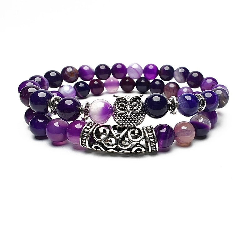 2 Piece Set Retro Owl Alloy Natural Stone Turquoise Plating Unisex Bracelets