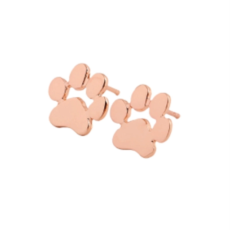 1 Pair Cute Paw Print Plating 304 Stainless Steel 18K Gold Plated Ear Studs
