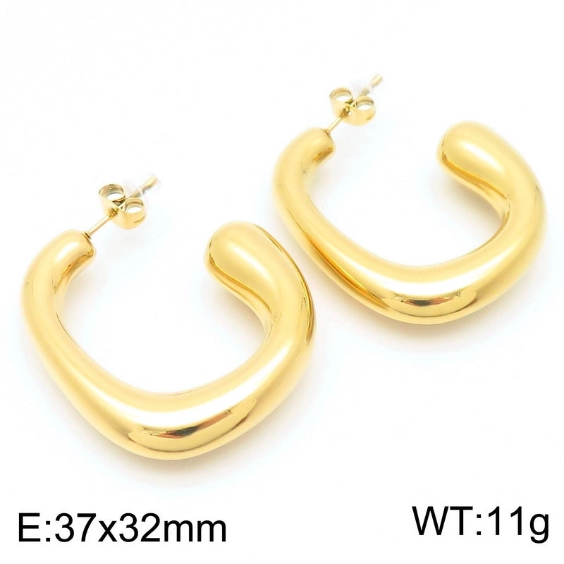 1 Pair Minimalist Geometric 304 Stainless Steel 18K Gold Plated Earrings Ear Studs