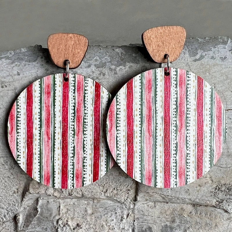 1 Pair Minimalist Christmas Tree Wood Drop Earrings