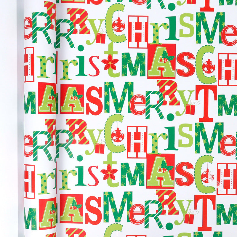 Large Size Gift Wrapping Paper Roll Brown Christmas Reindeer Head Elk Green Plaid Gift Box Recyclable Gift Paper