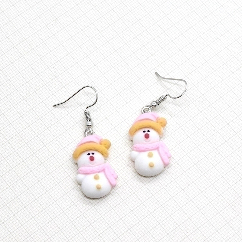 1 Pair Cute Minimalist Snowman Resin Drop Earrings