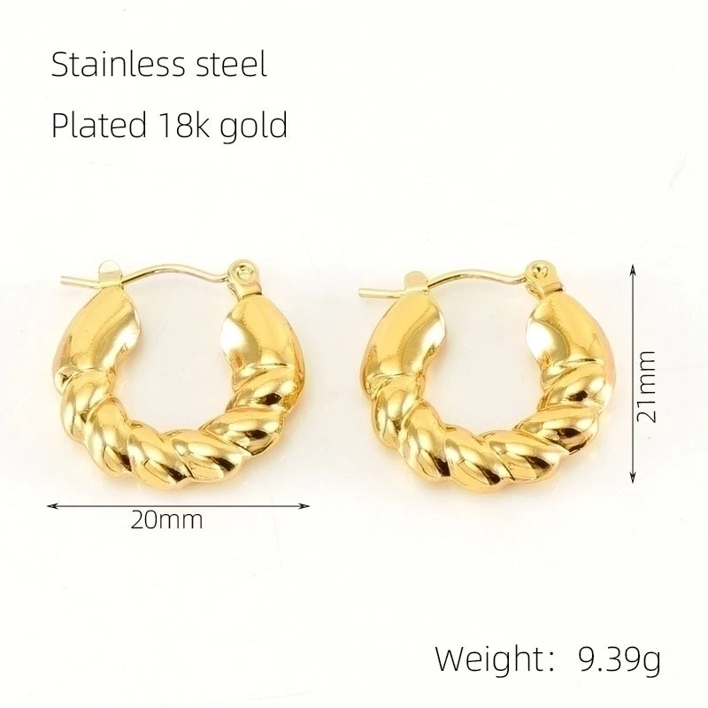 1 Pair Elegant Square Water Droplets Polishing Plating Stainless Steel Titanium Steel 18K Gold Plated Earrings