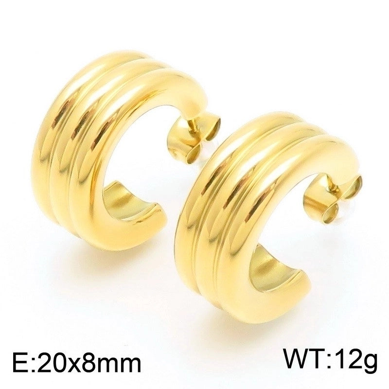 1 Pair Minimalist Solid Color 304 Stainless Steel 18K Gold Plated Ear Studs