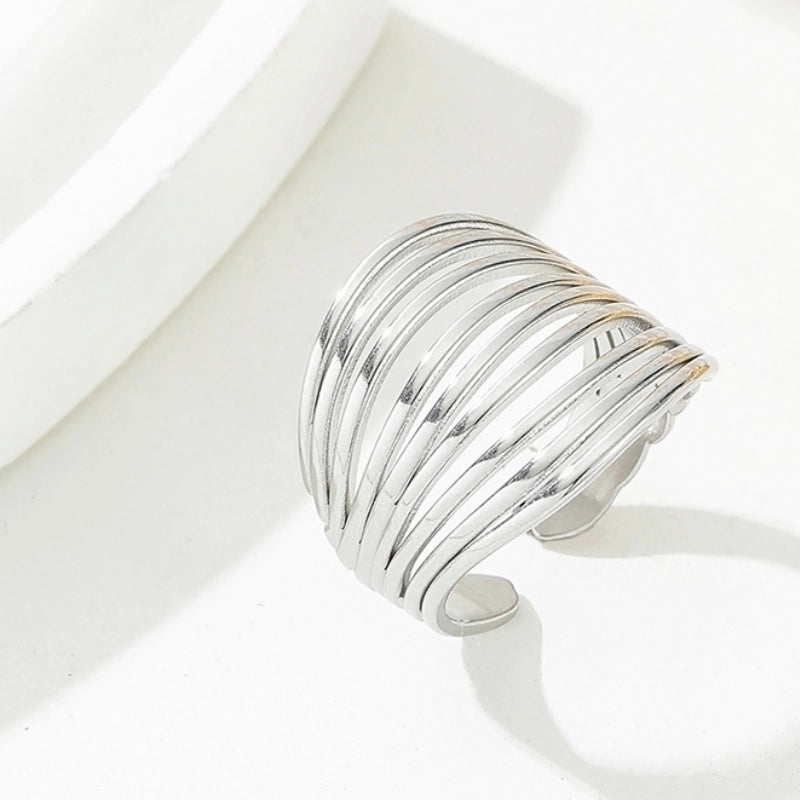 Y2K Exaggerated Geometric Round Dots 304 Stainless Steel 18K Gold Plated Plating Open Rings