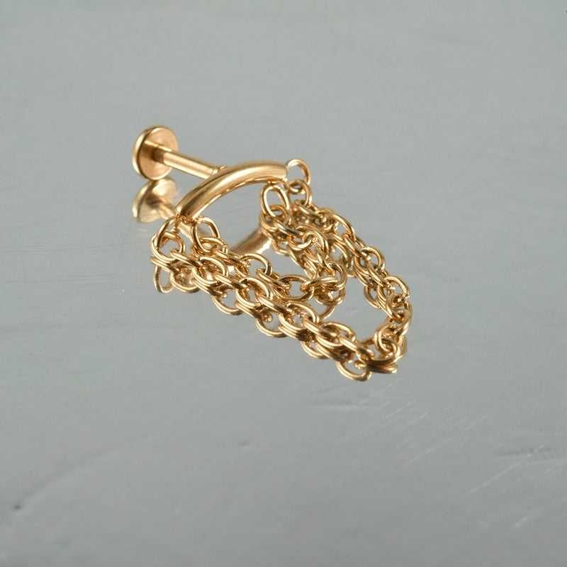 2 Pieces Lip Rings Casual Hawaiian Tropical Star Moon 304 Stainless Steel 18K Gold Plated Ear Cartilage Rings & Studs