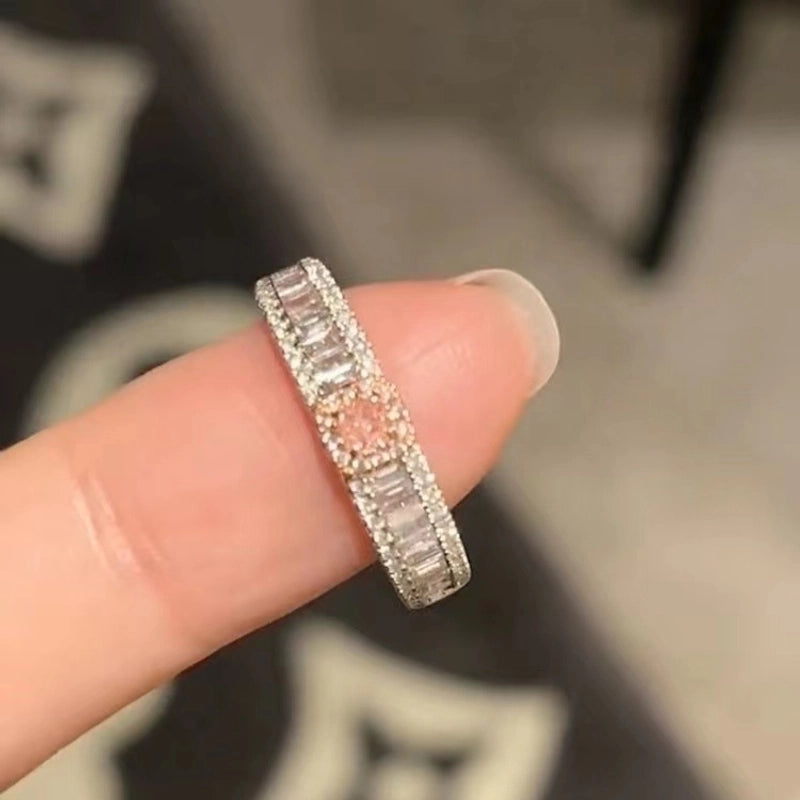 Elegant Sweet Oval Crown Copper Plating Inlay Rhinestones Open Rings