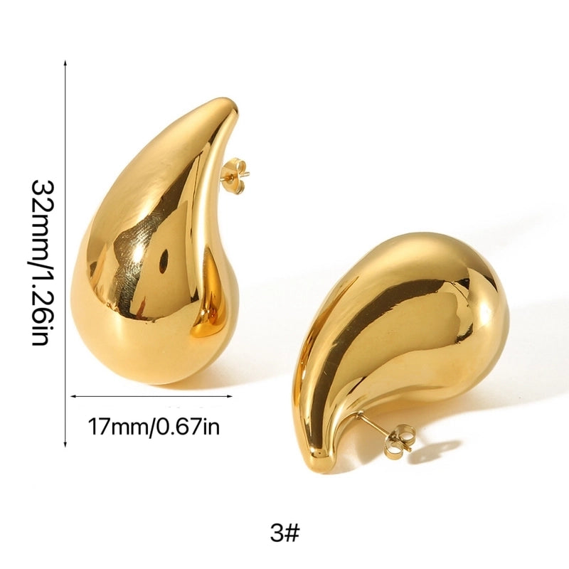 1 Pair Minimalist Classic Style Water Droplets Plating 316L Stainless Steel 18K Gold Plated Ear Studs