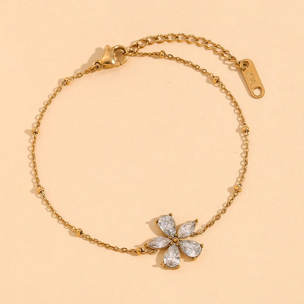 Women Fashion Flower Stainless Steel Electroplating Bracelets