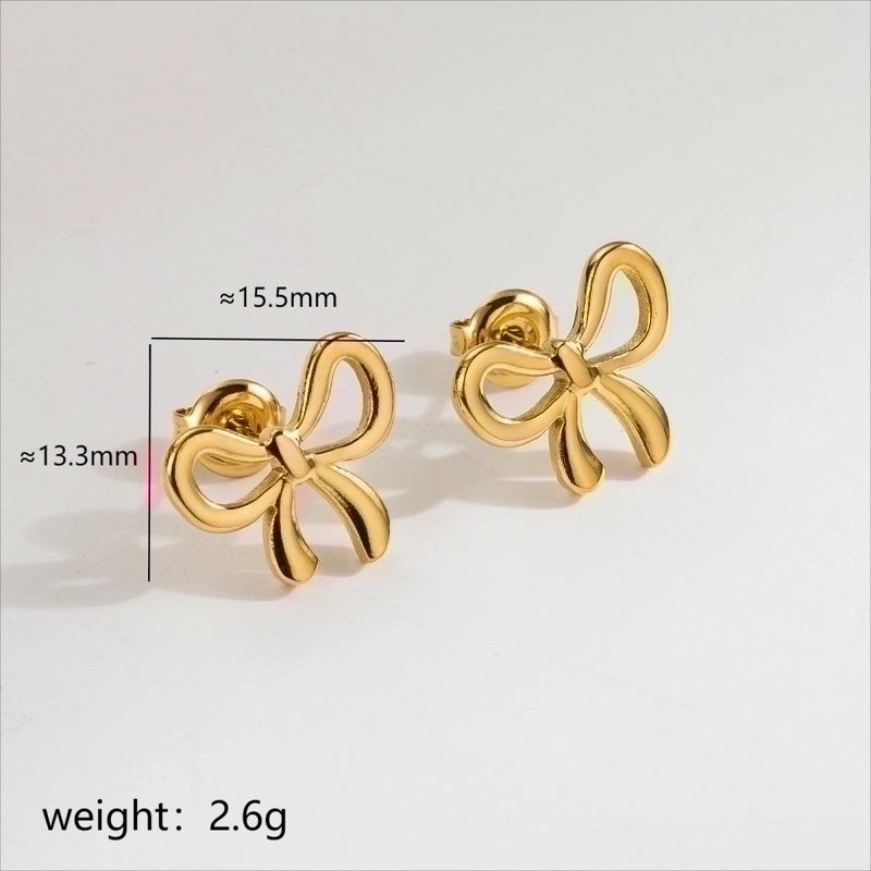 1 Pair Cute Minimalist Classic Style Bow Knot Plating 304 Stainless Steel 14K Gold Plated Stainless Steel Earrings