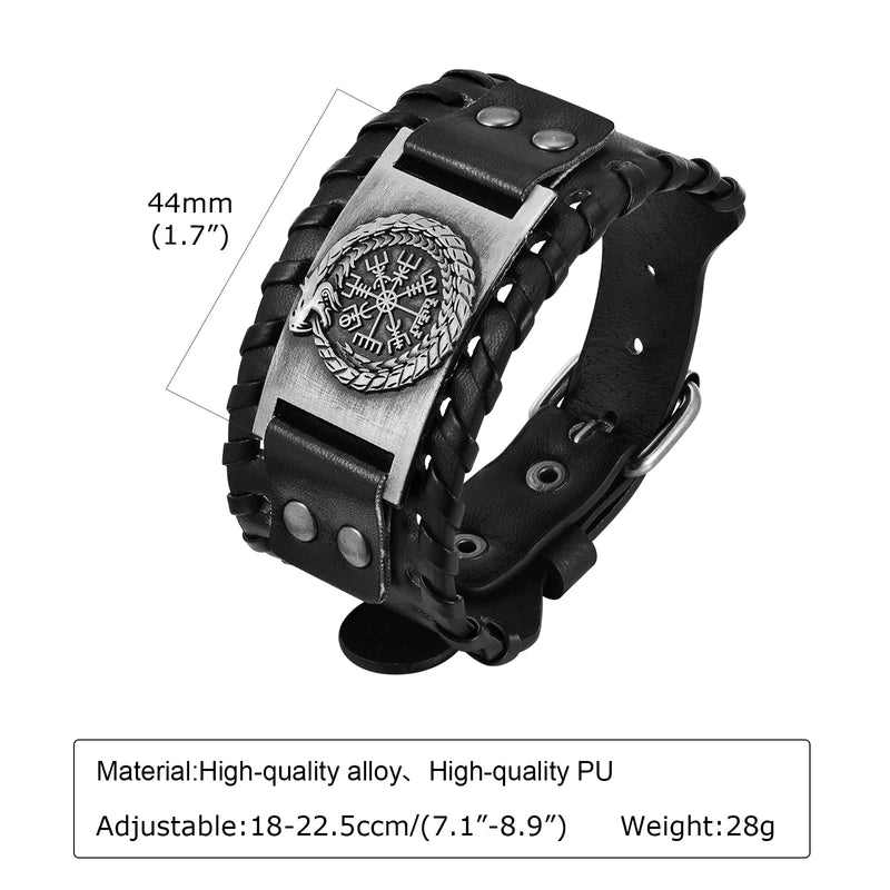 Retro Punk Life Tree Pu Leather Alloy Magnetic Men's Bangle