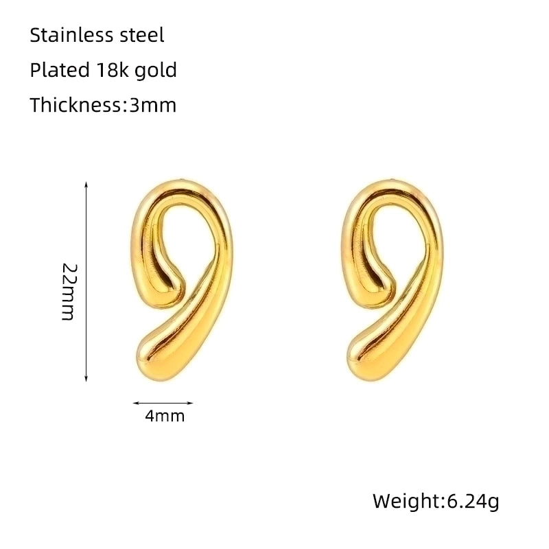 1 Pair Minimalist Classic Style Commute Solid Color Plating Stainless Steel Titanium Steel 18K Gold Plated Earrings