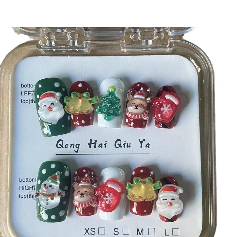 Christmas Retro Solid Color Starry Sky Press On Nails