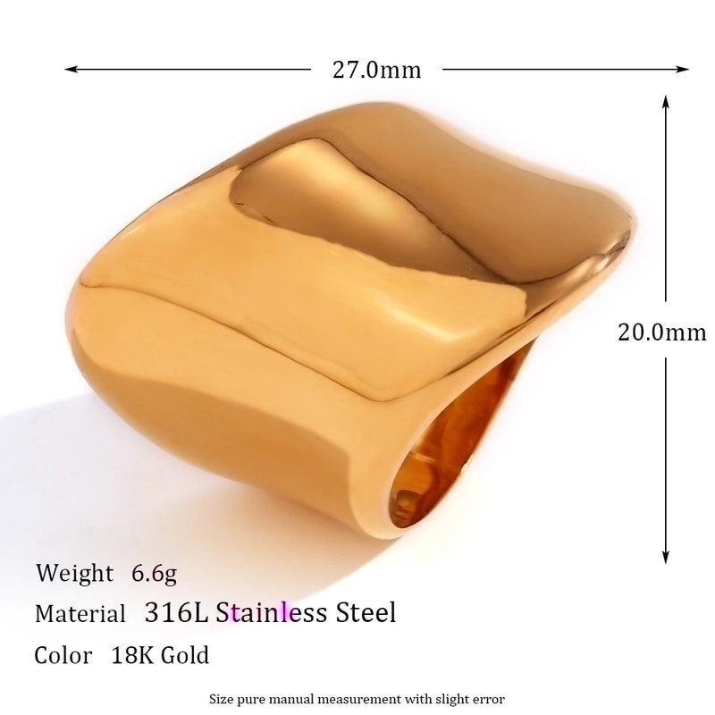 Basic Minimalist Classic Style Solid Color 304 Stainless Steel 18K Gold Plated Plating Rings