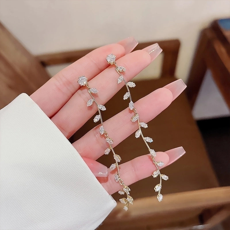 Fashion Heart Shape Bow Knot Copper Inlay Zircon Drop Earrings 1 Pair