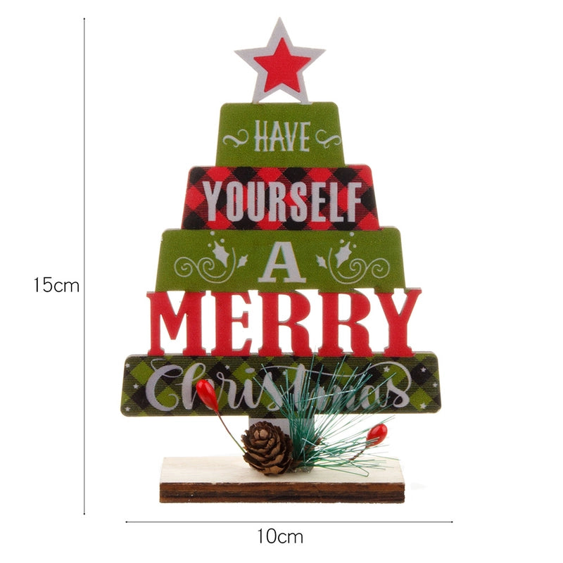 Christmas Minimalist Classic Style Christmas Tree Letter Wood Daily Festival Ornaments Decorations Table Decoration