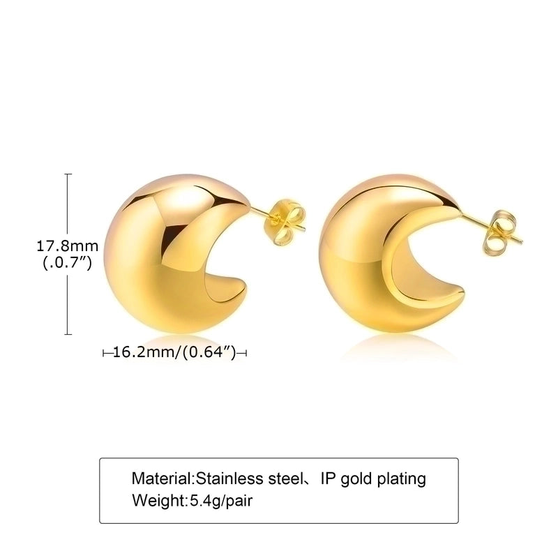 1 Pair Minimalist Solid Color Plating 201 Stainless Steel 18K Gold Plated Stainless Steel Earrings