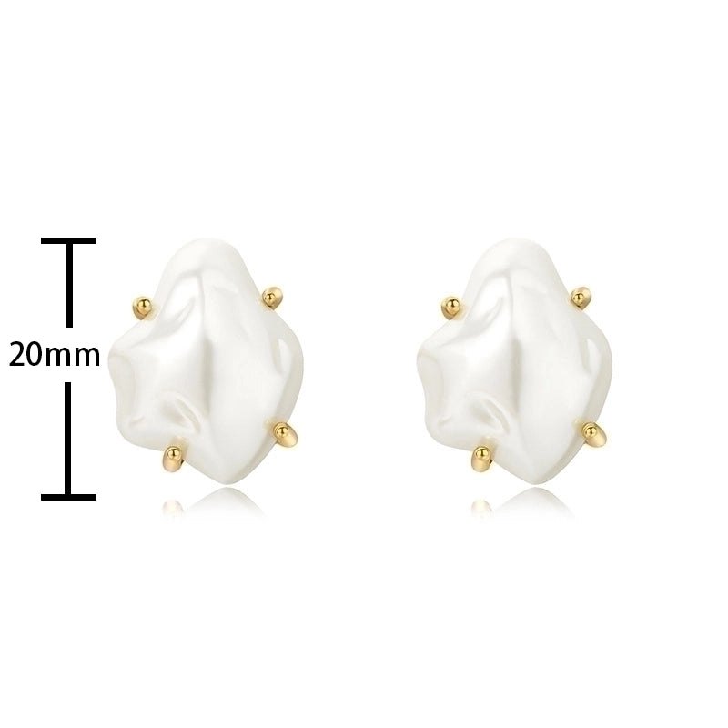 1 Pair Elegant Irregular Plating Freshwater Pearl Brass 18k Gold Plated Ear Studs