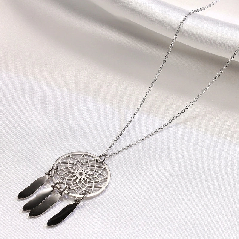 2 Pieces Minimalist Round Titanium Steel Plating Pendant Necklace