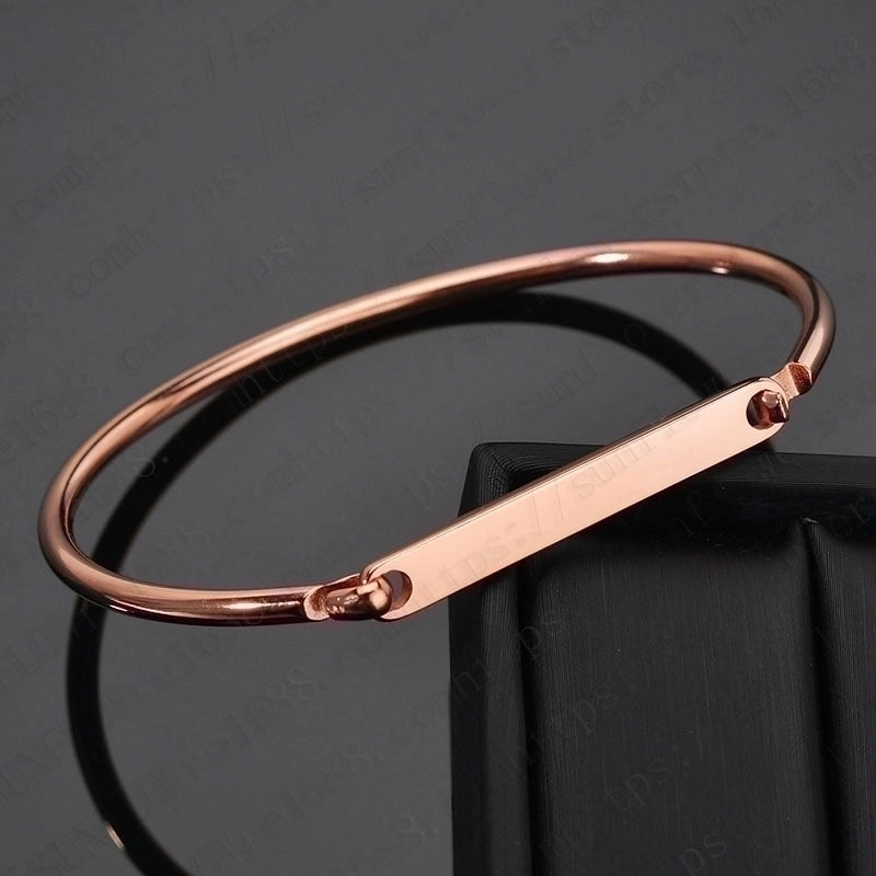 Minimalist Solid Color 304 Stainless Steel 18K Gold Plated Titanium Steel Bangle In Bulk
