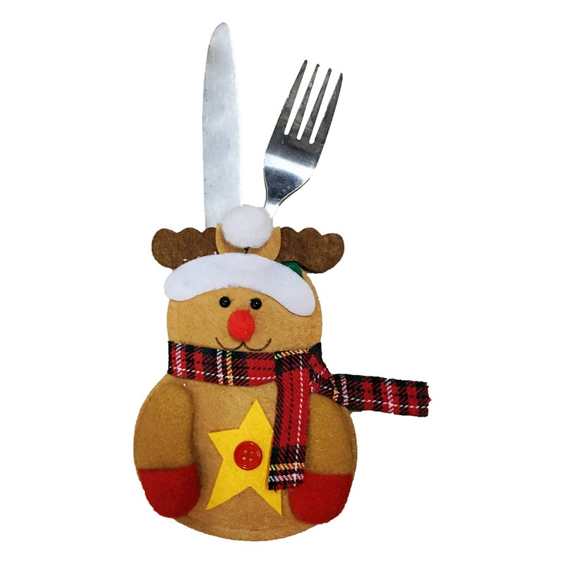Christmas Decoration Little Snowman Cutlery Bag Home Dining Table Cutlery Set Christmas Snowman Cutlery Set
