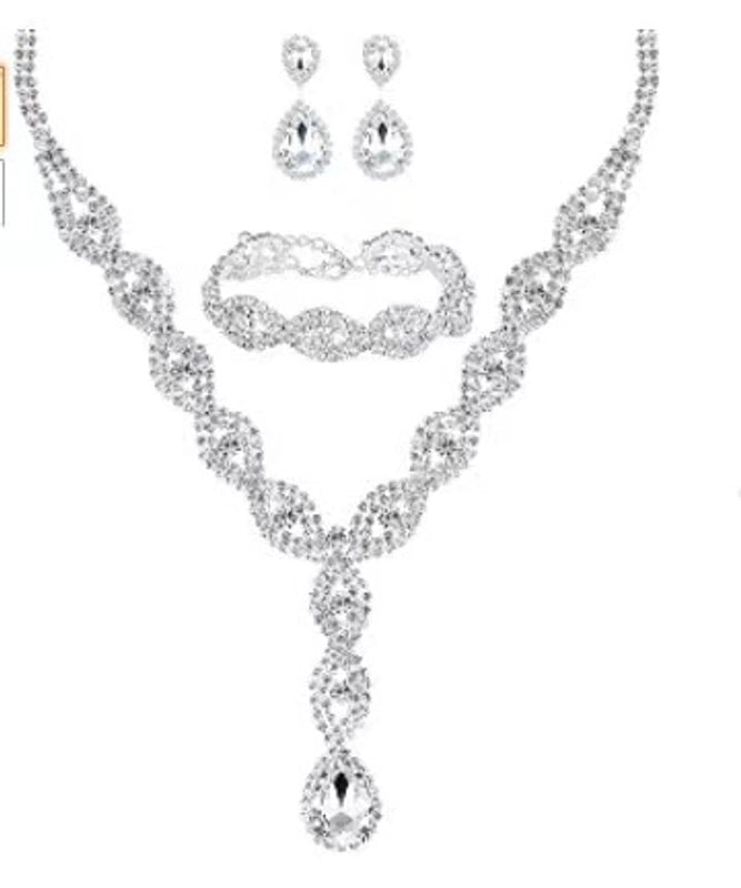 Rhinestone Heart Artificial Gemstones Bridal Jewelry Sets