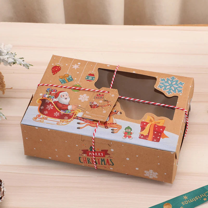 Christmas Kraft Paper Window Gift Box Christmas European Style Cookie Box Souvenir Baking Candy Box
