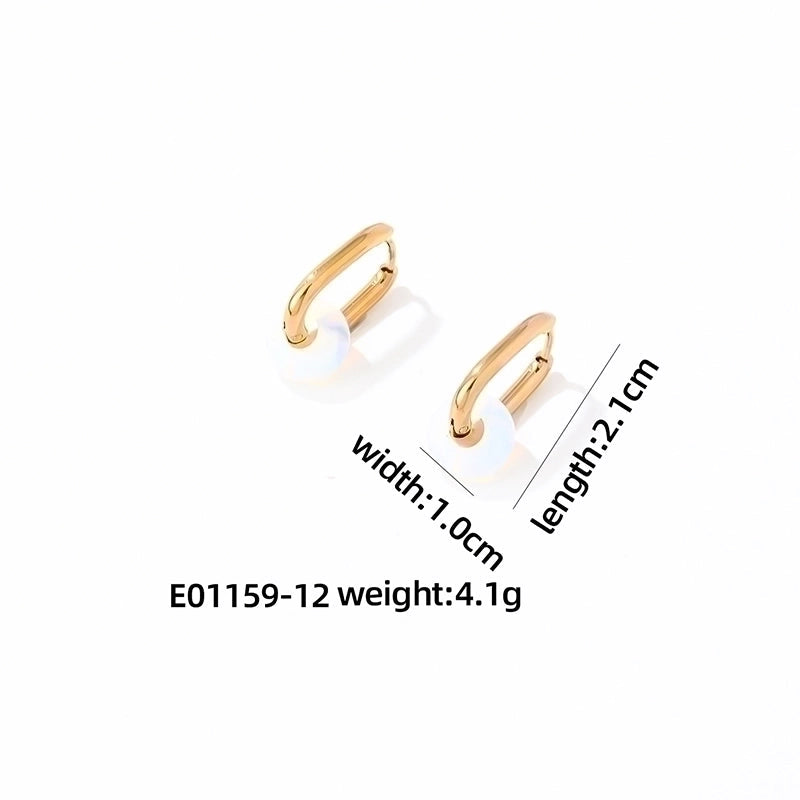 1 Pair Minimalist Oval Plating 304 Stainless Steel Gold Plated Earrings