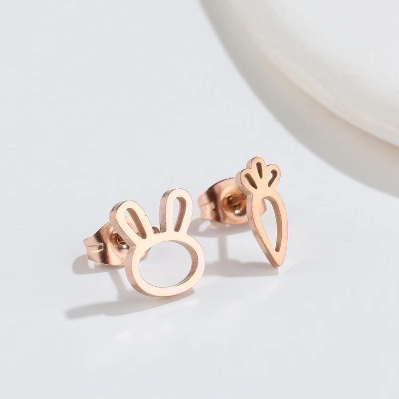 1 Pair Fashion Bunny Ears 304 Stainless Steel 18K Gold Plated Ear Studs