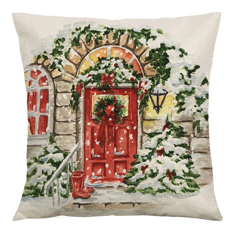 Cute Christmas Tree Snowman Linen Pillow Cases