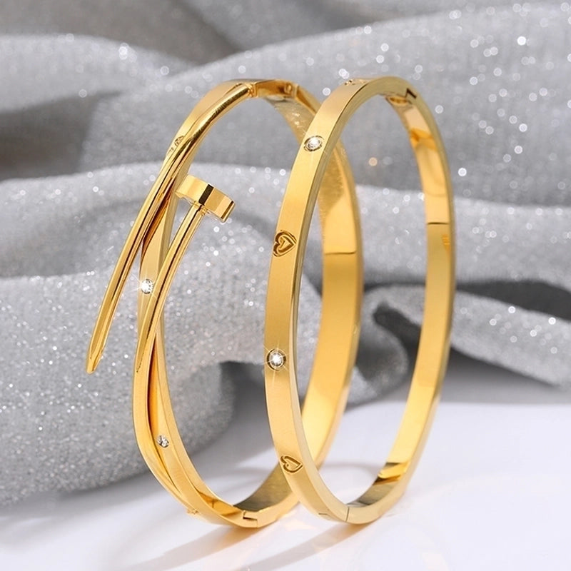 Casual Retro Classic Style Solid Color 304 Stainless Steel Bangle In Bulk
