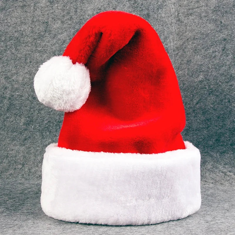 Christmas Extra Large Hat Plush Decorations Thickened 2024 Plush High-end Christmas Santa Claus Hat Lengthened