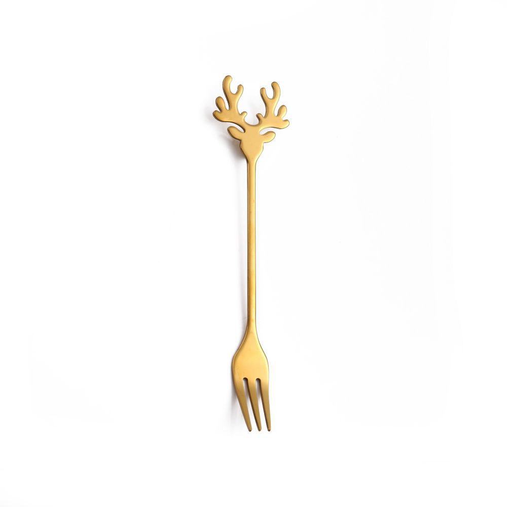J304 Stainless Steel Elk Spoon And Fork Set Christmas Spoon And Fork Set Coffee Stirring Spoon Dessert Christmas Spoon