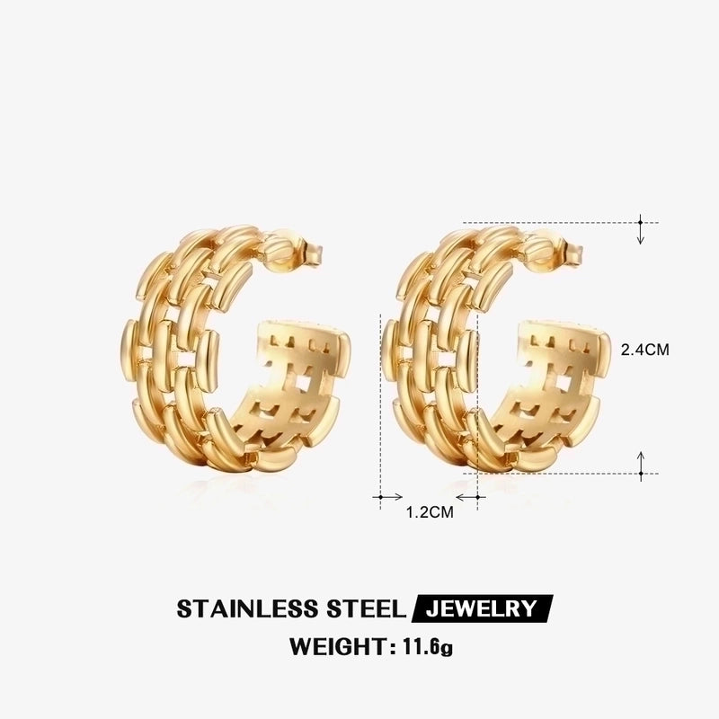 1 Pair Casual Retro C Shape Plating 304 Stainless Steel 18K Gold Plated Ear Studs