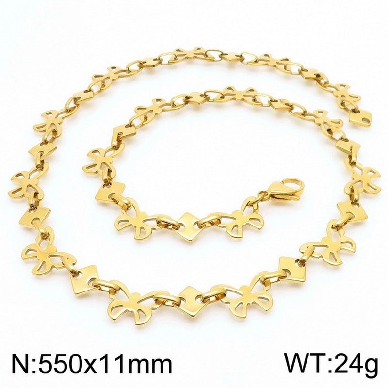 Minimalist Butterfly 304 Stainless Steel 18K Gold Plated Bracelets Necklace