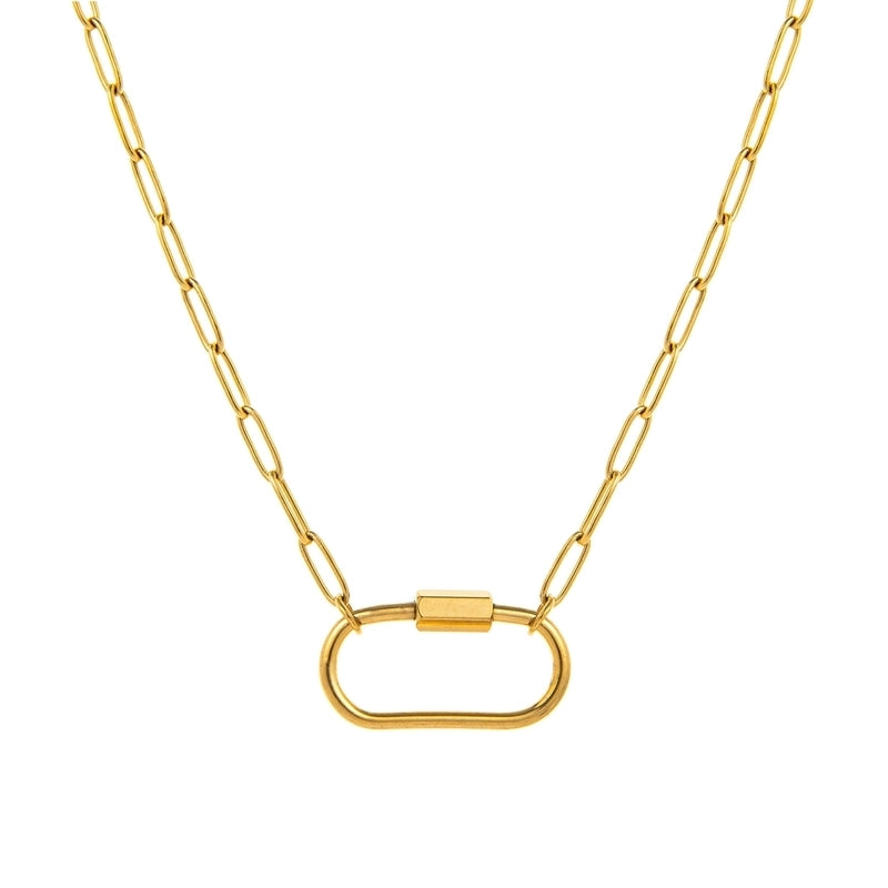 Retro Solid Color Titanium Steel Zircon Inlay Stainless Steel Necklaces