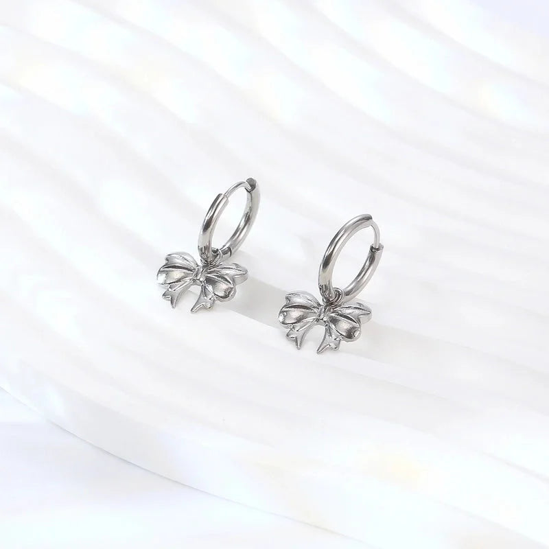 1 Pair Elegant Lady Bow Knot Plating 304 Stainless Steel 18K Gold Plated Drop Earrings