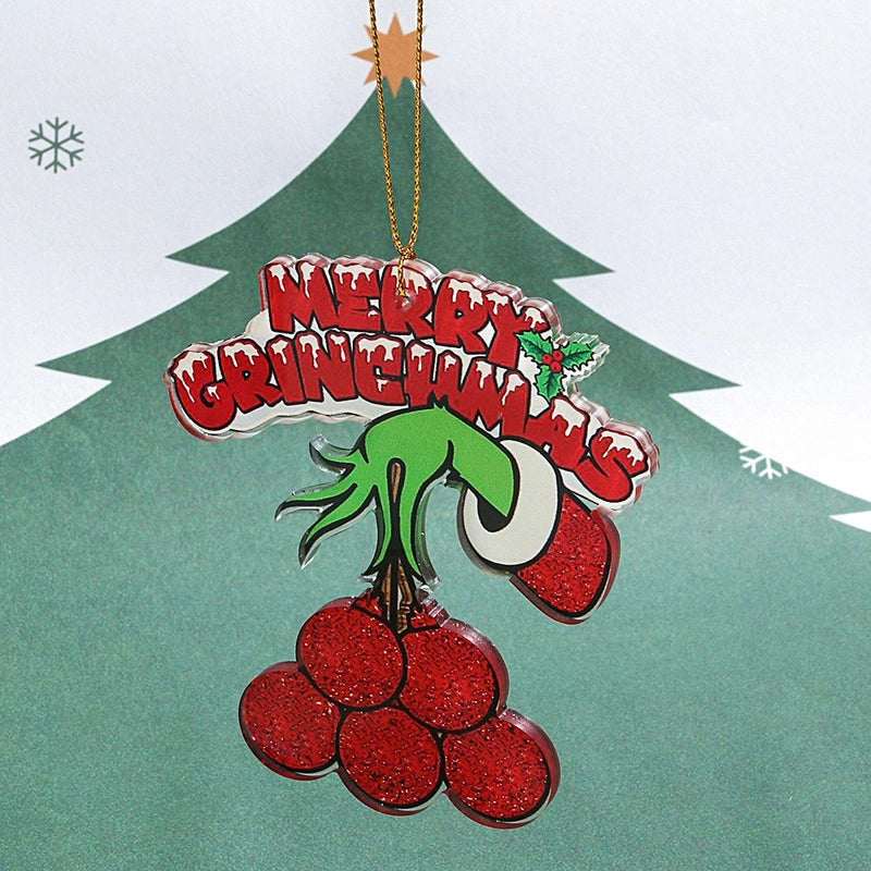 Cute Grinch Arylic Christmas Bag Pendant