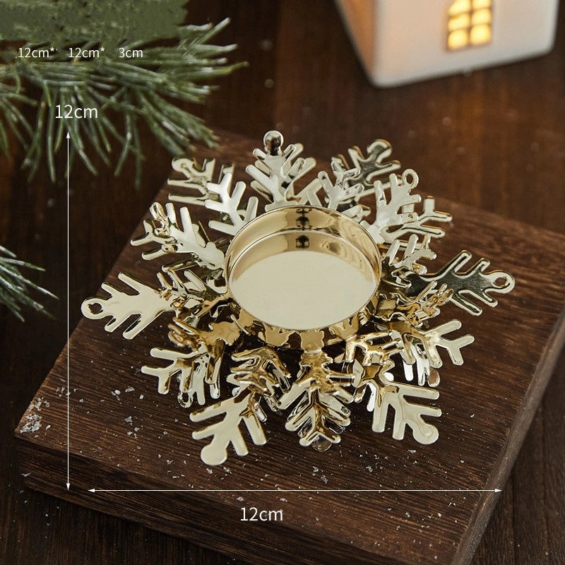 Christmas Minimalist Classic Style Flower Snowflake Iron Candlestick