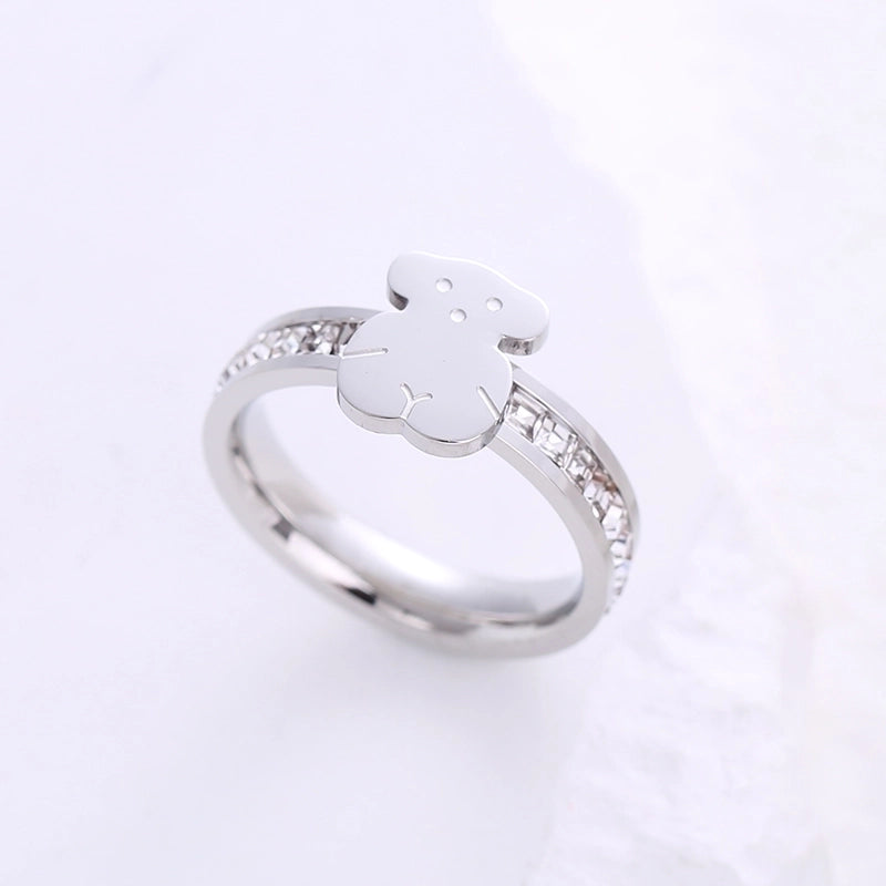Minimalist Animal Stainless Steel Plating Inlay Artificial Gemstones 24k Gold Plated Rings