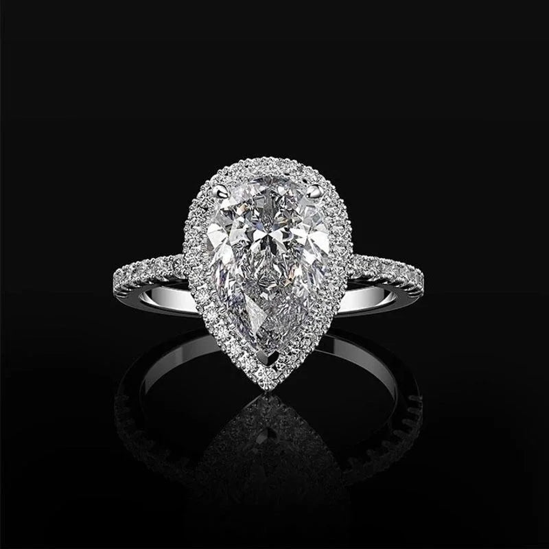 Creative Sparkling Drop-shaped Copper Zircon Wedding Ring Ladies Wedding Jewelry