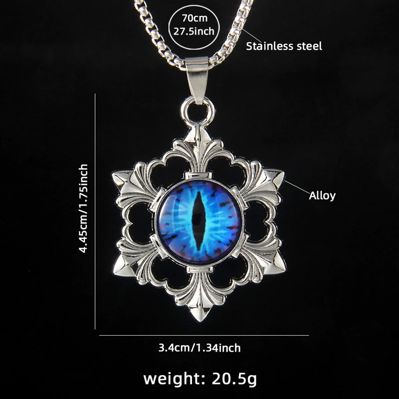 Hip-Hop Devil's Eye Snowflake 201 Stainless Steel Alloy Men's Pendant Necklace